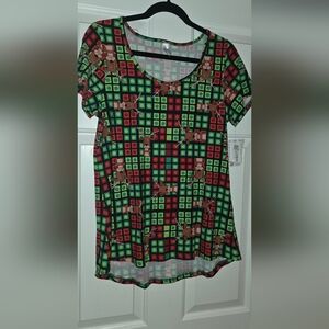 LuLaRoe Holiday Classic T Shirt Size S - NWT Red Green Reindeer